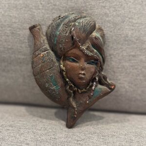 Vintage Ceramic Middle Eastern Woman Head Wall Decor